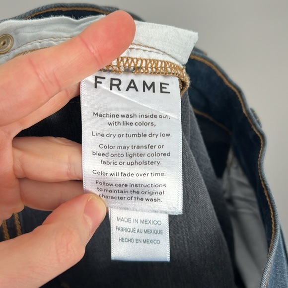 Frame Le Pixie Le High Flare dark medium blue jeans Fonda high rise bell bottoms - Picture 5 of 9